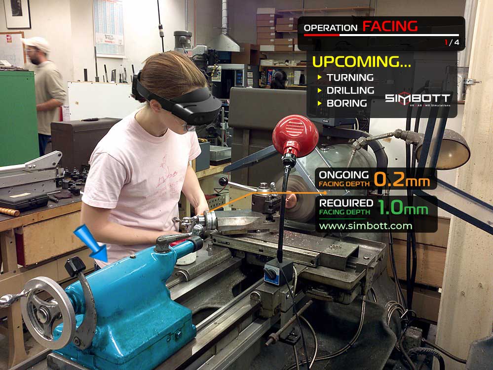 Virtual Reality in classroom training lathe machine to student 