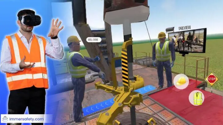 Virtual reality machine guarding safety training